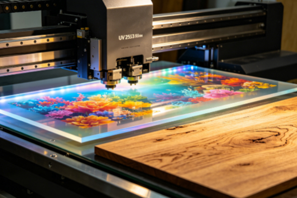 Model 2513 UV flatbed printer for printing acrylic and wood scene images